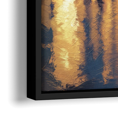Pittsburgh Nighttime Glow - Close-Up Black Frame Canvas