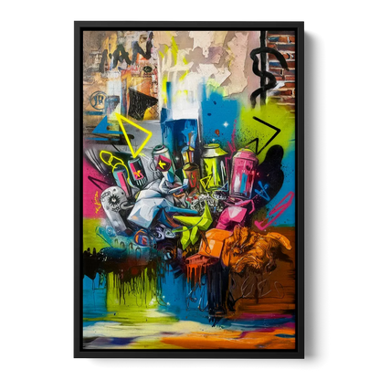 Austin Graffiti Street Style - Black Frame Canvas