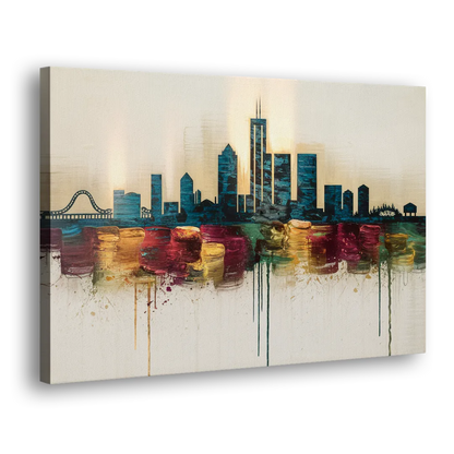 Detroit Skyline Silhouette - Canvas Print Art Sides