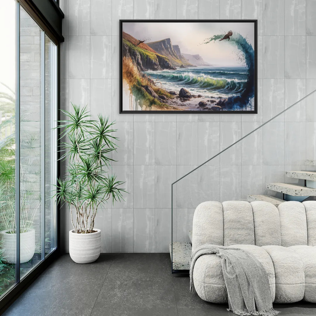 Celtic Coastline - Living Room Black Frame Canvas