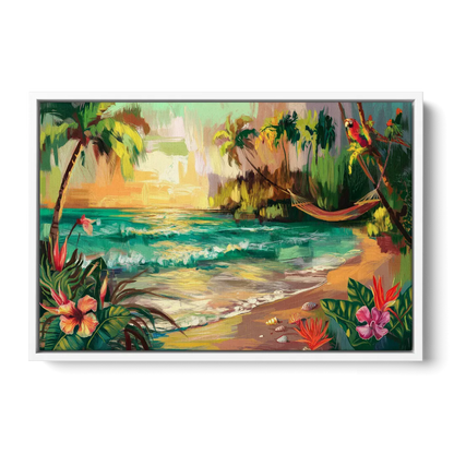 Galveston Tropical Paradise - White Frame Canvas