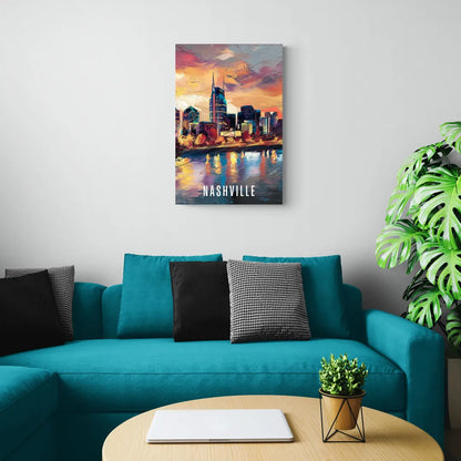 Nashville Artistic Skyline - Canvas Wall Art Living Room