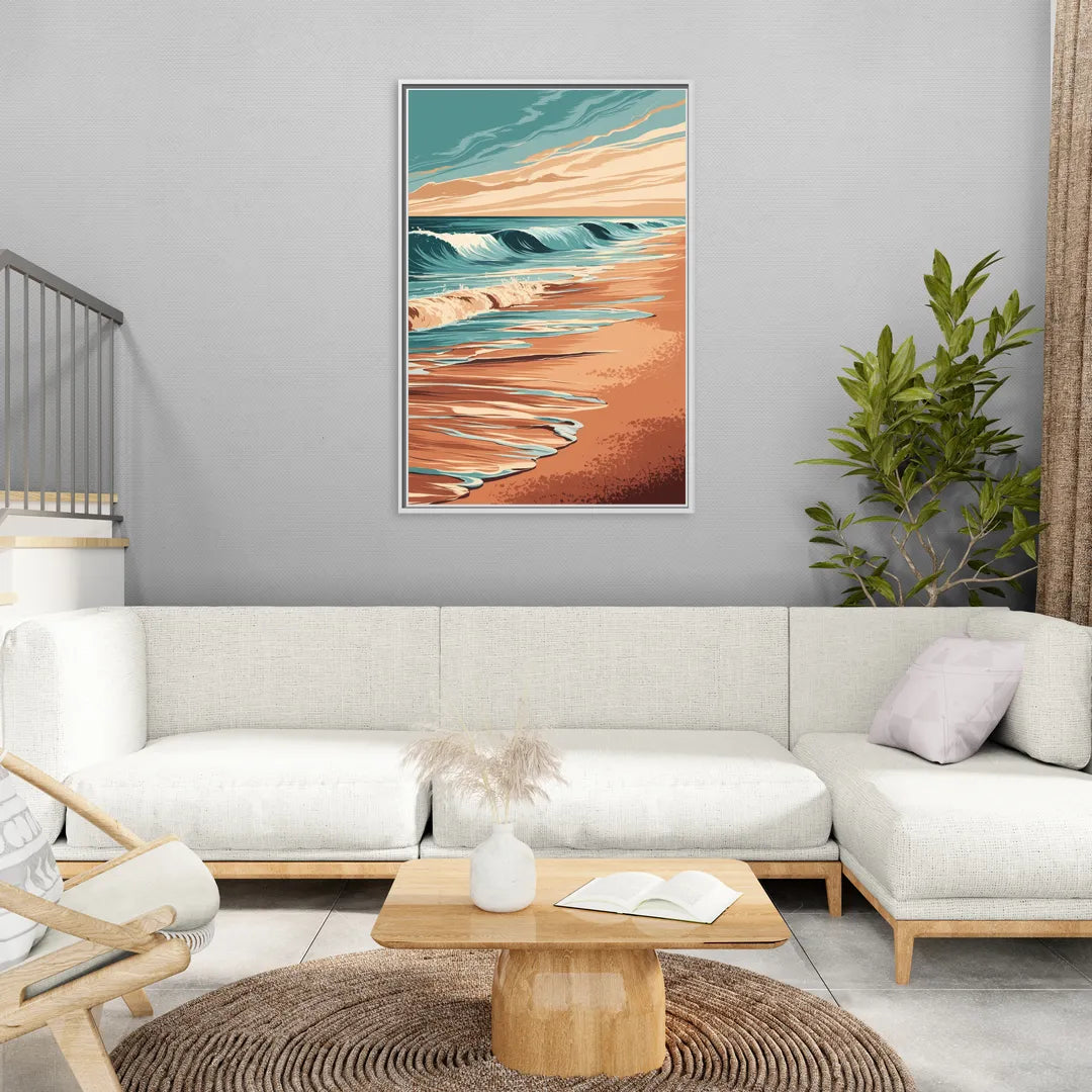 Virginia Beach Atlantic Waves - Living Room White Frame Canvas