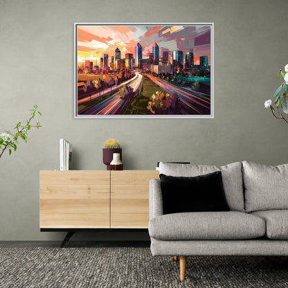 Atlanta Midtown Skyline - Living Room White Frame Canvas