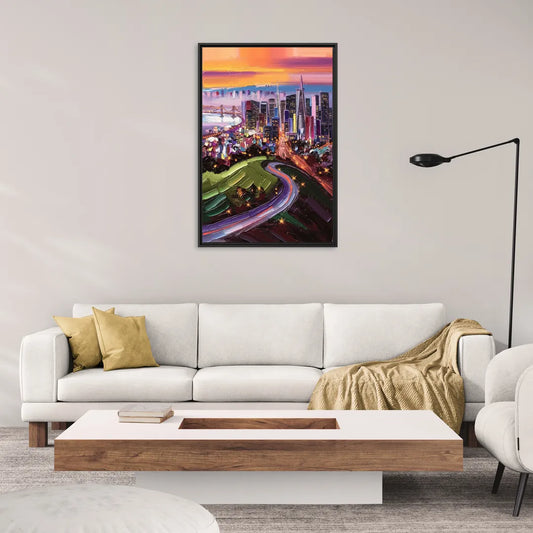 San Francisco Twin Peaks View - Living Room Black Frame Canvas