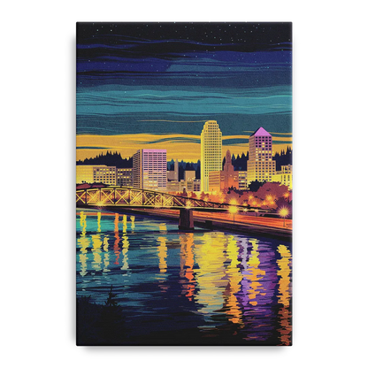 Portland Downtown Lights - Canvas Wall Art