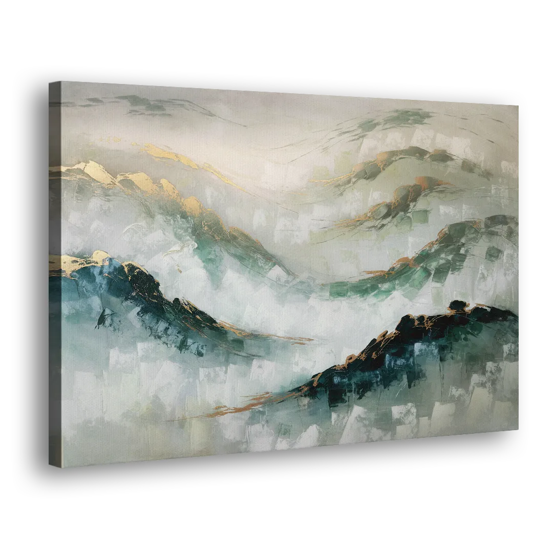 Gatlinburg Misty Mountain Gray Landscape - Canvas Print Art Sides
