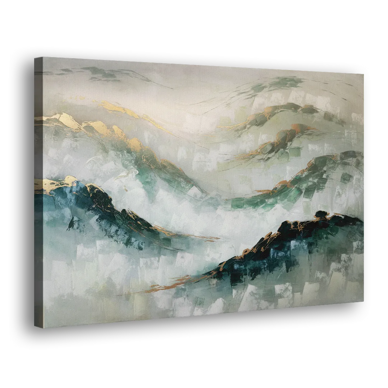 Gatlinburg Misty Mountain Gray Landscape - Canvas Print Art Sides