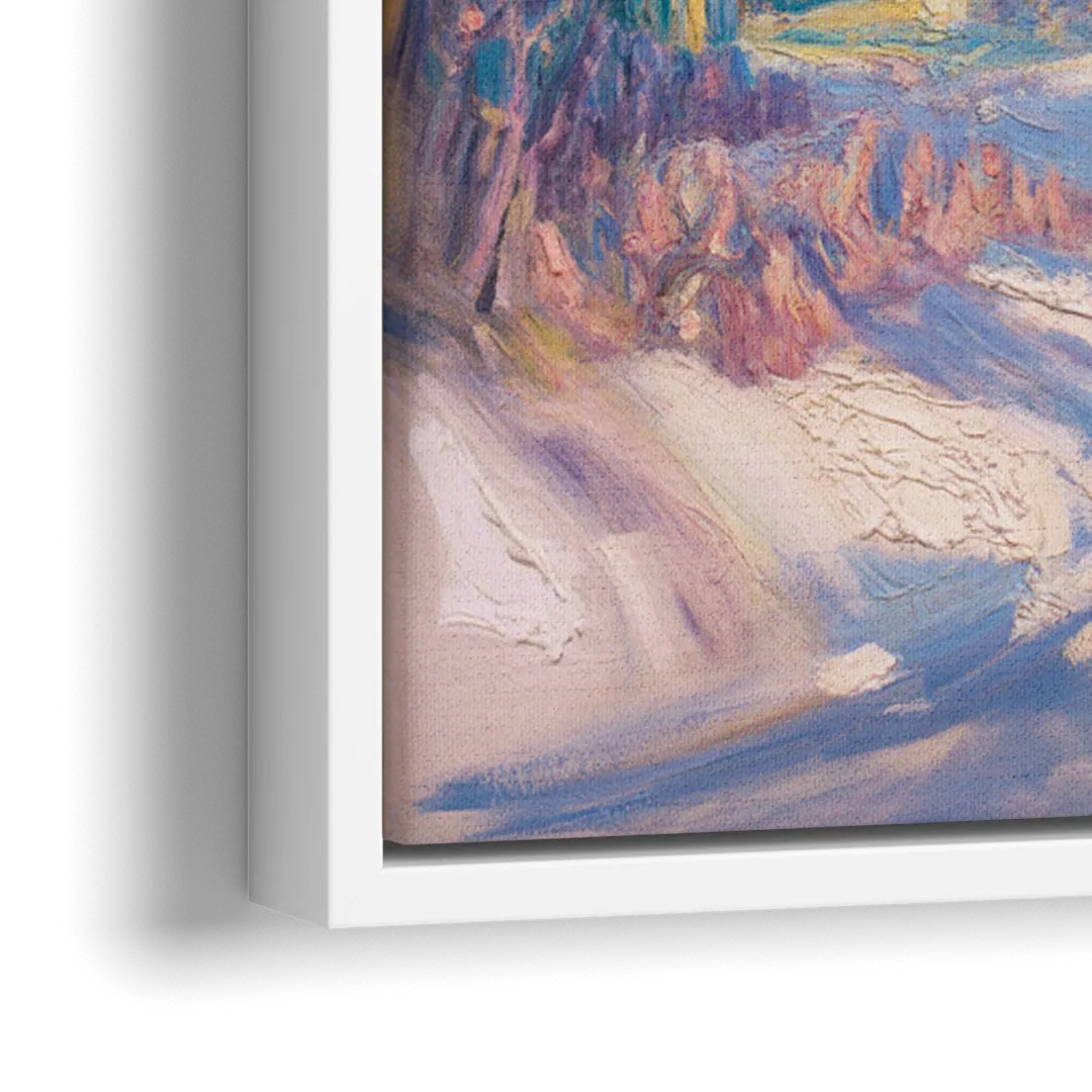 Whistler Snowy Peaks - Close-Up White Frame Canvas
