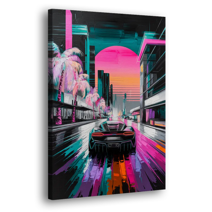 Miami Vice Neon Nights - Canvas Print Art Sides