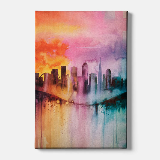 Oakland Skyline Sunset - Canvas Wall Art
