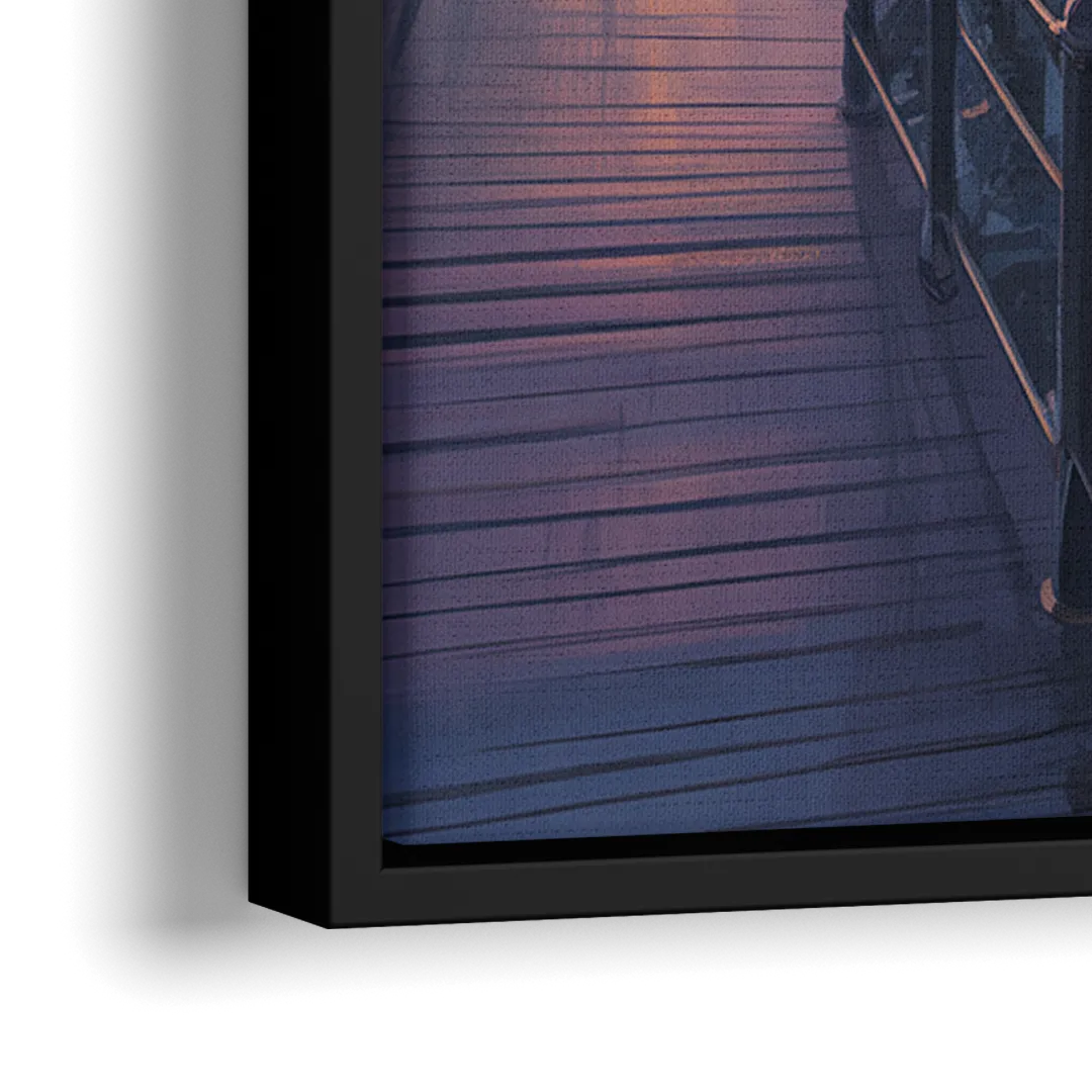 Vancouver Harbor Sunrise - Close-Up Black Frame Canvas