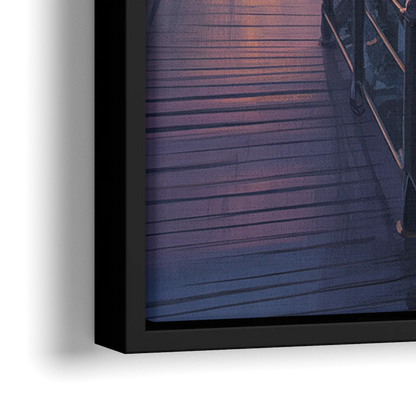 Vancouver Harbor Sunrise - Close-Up Black Frame Canvas