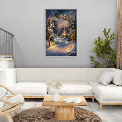 Garland Nighttime Lights - Living Room White Frame Canvas