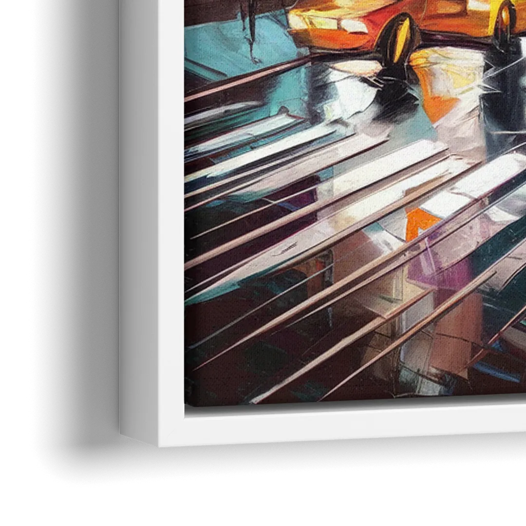 New York City Iconic Landmarks Collage Night - Close-Up White Frame Canvas