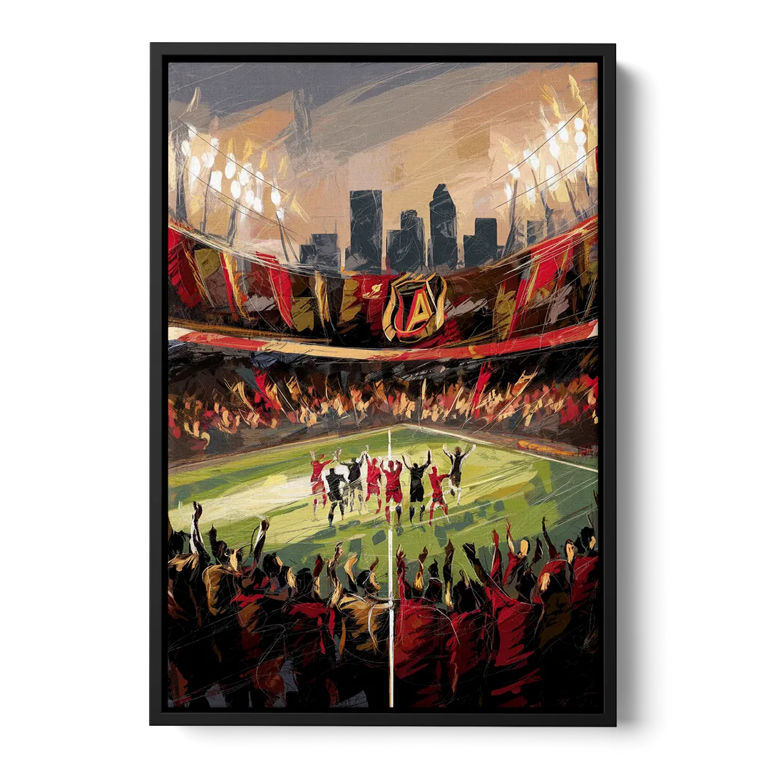 Atlanta United Team Celebration - Black Frame Canvas