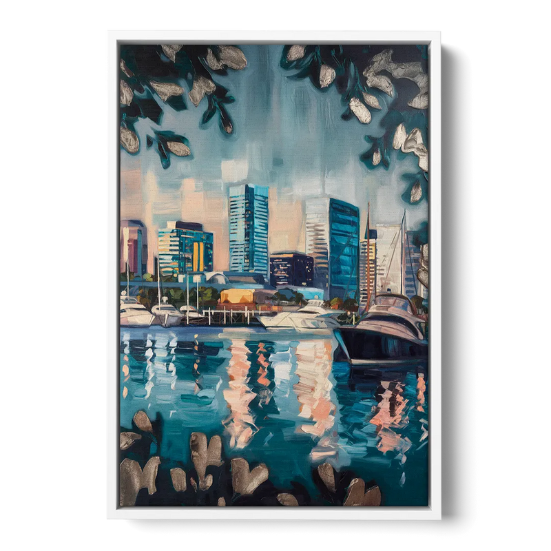 Baltimore Scenic Harbor Views - White Frame Canvas