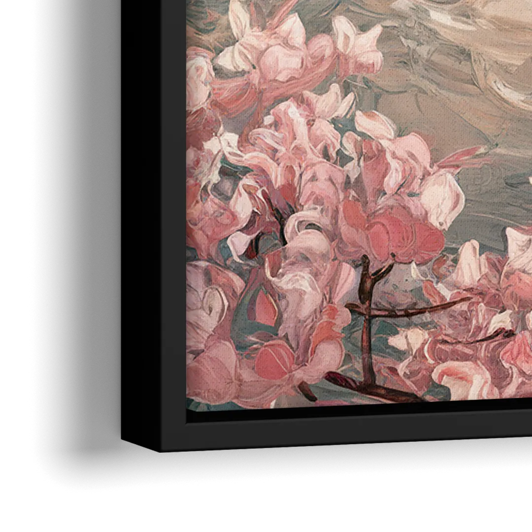 Washington DC Cherry Blossoms - Close-Up Black Frame Canvas
