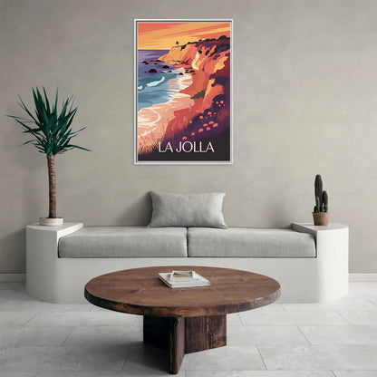 La Jolla Sunset Views - Living Room White Frame Canvas
