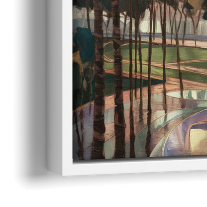 Los Angeles Palm Trees and Skyscrapers - Close-Up White Frame Canvas