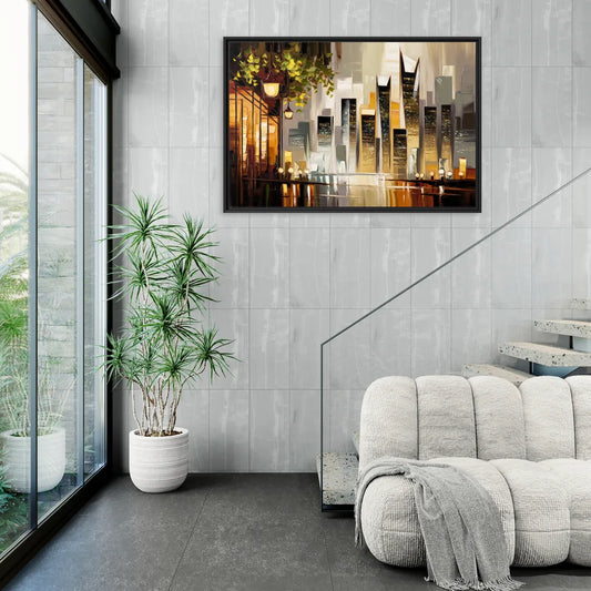 Mobile Urban Charm - Living Room Black Frame Canvas
