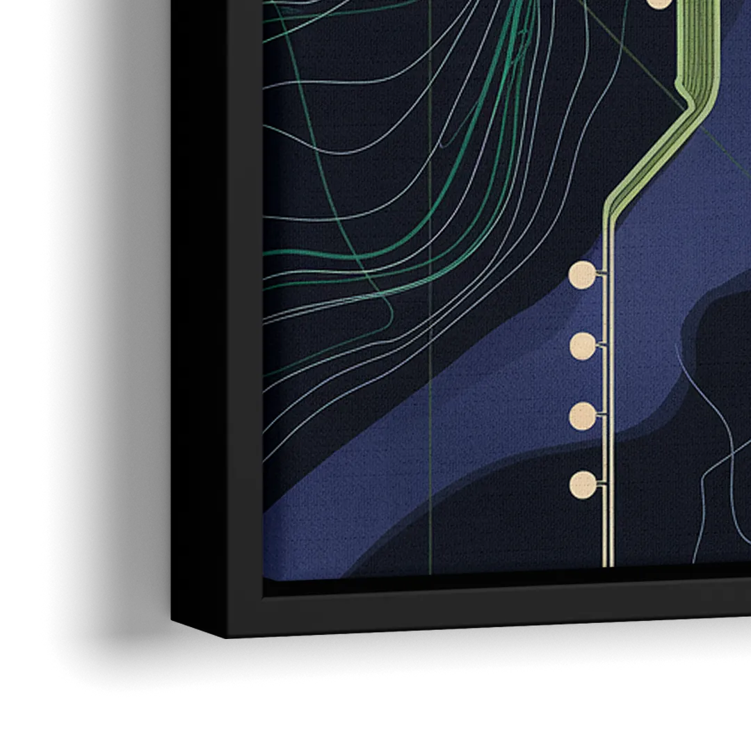 New York City Subway Map - Close-Up Black Frame Canvas