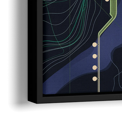 New York City Subway Map - Close-Up Black Frame Canvas