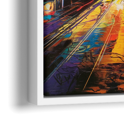 Los Angeles Vibrant Street Art - Close-Up White Frame Canvas