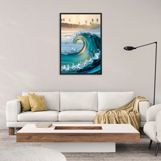 San Diego Ocean Waves - Living Room Black Frame Canvas
