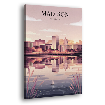 Madison Lake Monona Reflections - Canvas Print Art Sides