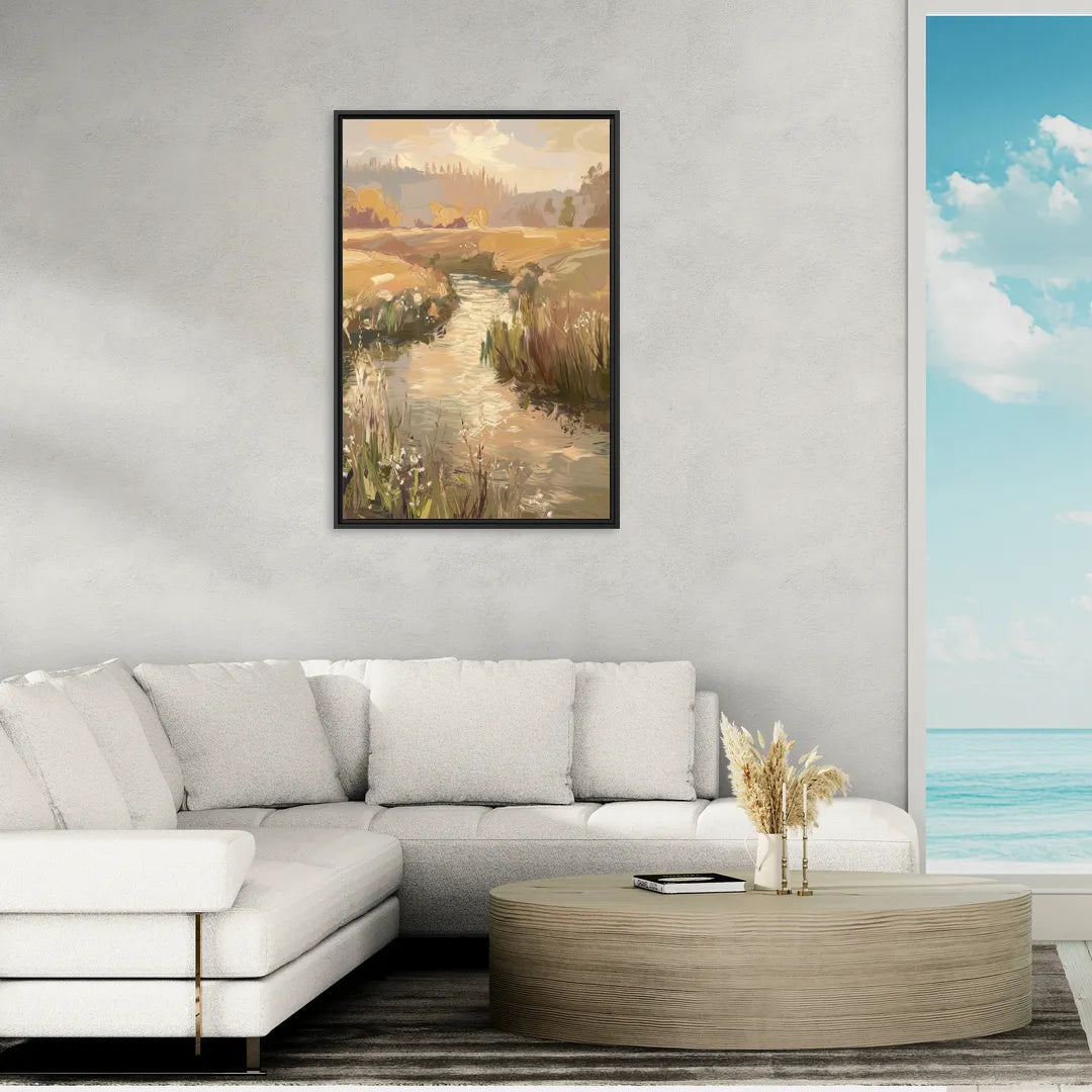 Springfield Scenic River View - Living Room Black Frame Canvas
