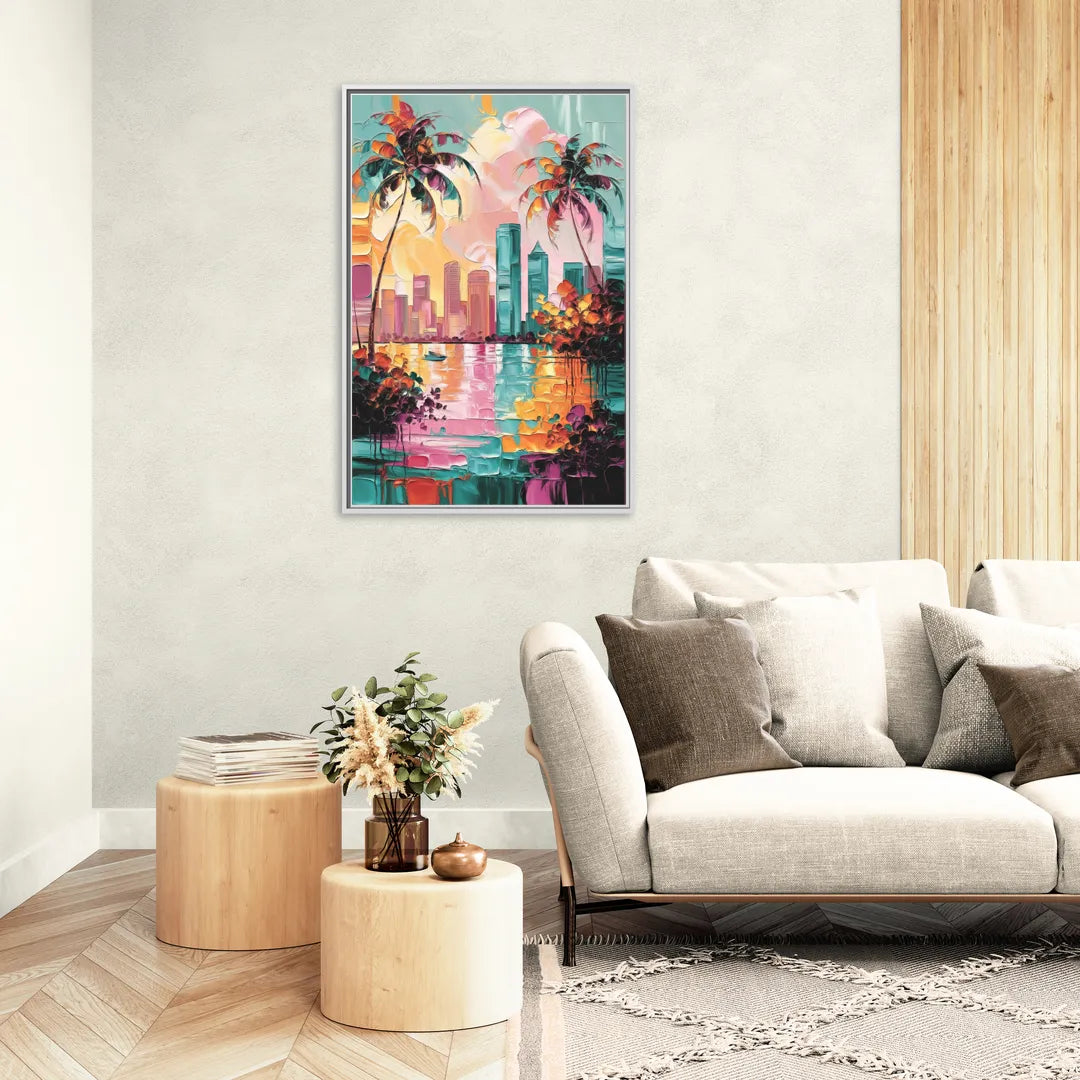 Tampa Bay Coastal Charm - Living Room White Frame Canvas