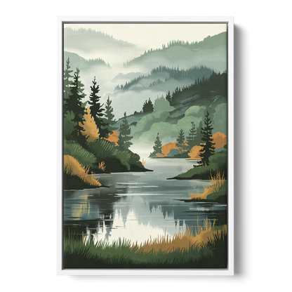 Ontario Lake Reflections - White Frame Canvas