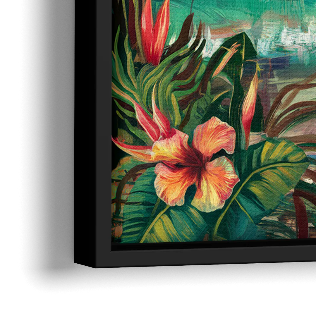 Galveston Tropical Paradise - Close-Up Black Frame Canvas