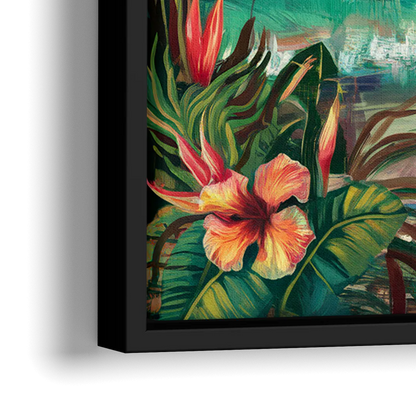 Galveston Tropical Paradise - Close-Up Black Frame Canvas