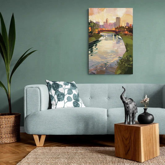Rochester Genesee River View - Canvas Wall Art Living Room