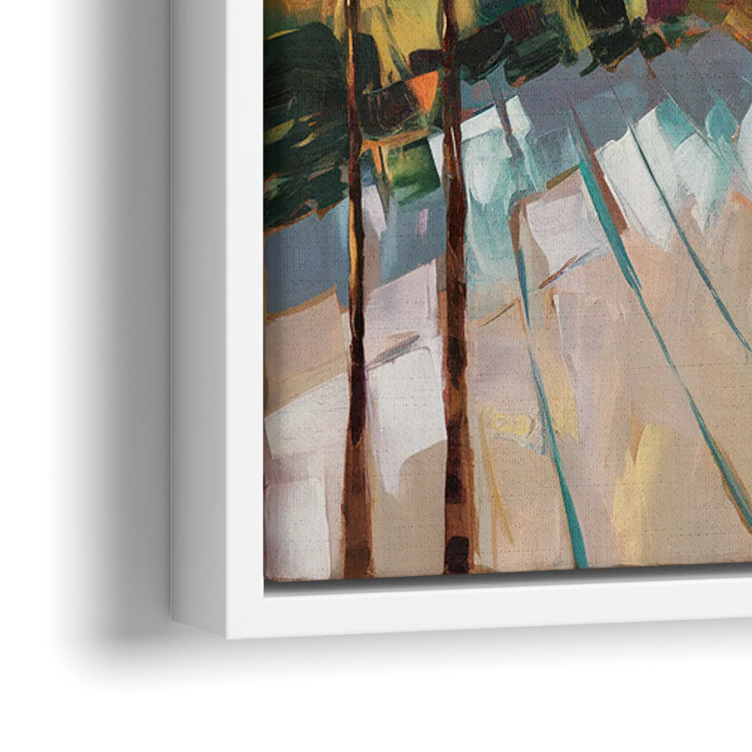 Long Beach California Palm Trees - Close-Up White Frame Canvas