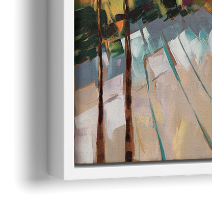 Long Beach California Palm Trees - Close-Up White Frame Canvas