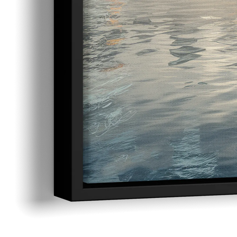 Chicago Skyline in Fog - Close-Up Black Frame Canvas