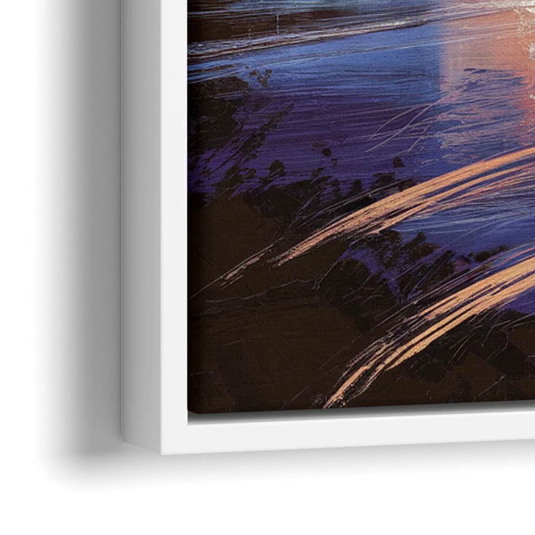 San Francisco Downtown Lights - Close-Up White Frame Canvas