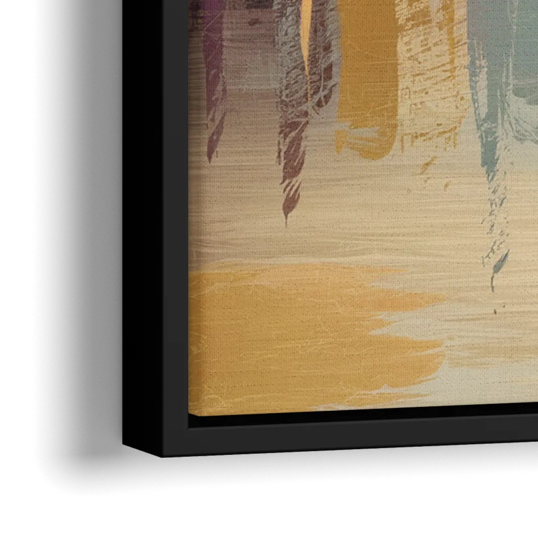 Kansas City Downtown Panorama - Close-Up Black Frame Canvas