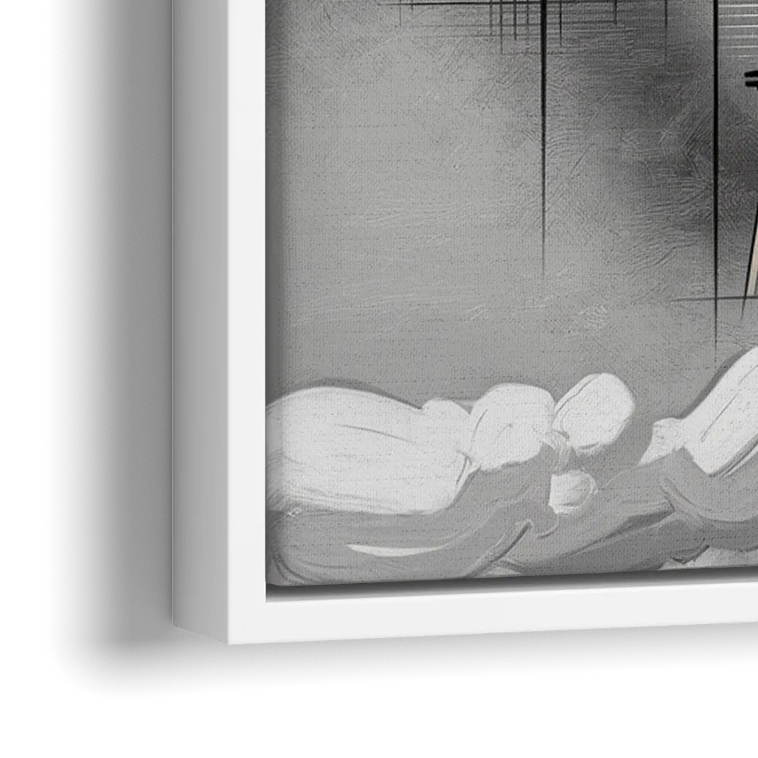 Seattle Space Needle Silhouette - Close-Up White Frame Canvas
