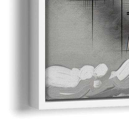 Seattle Space Needle Silhouette - Close-Up White Frame Canvas