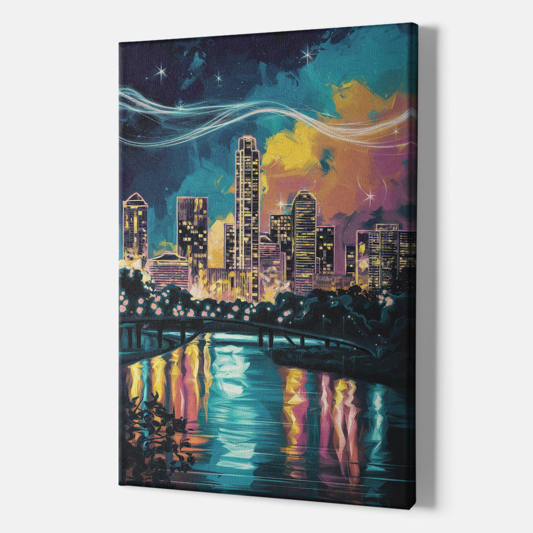 Austin Night Lights - Canvas Wall Art Indoor