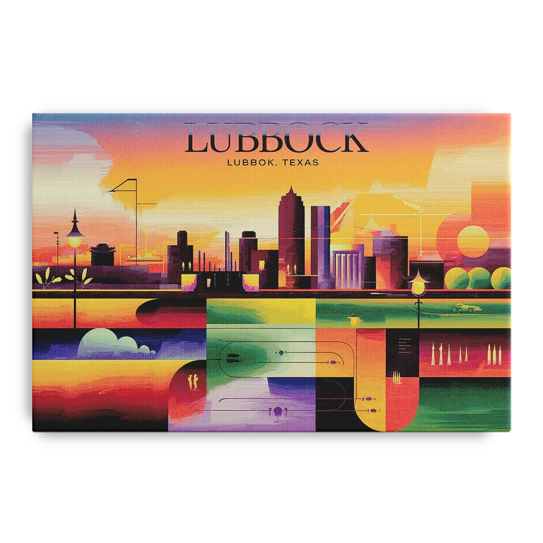 Lubbock Vibrant Cityscape - Canvas Wall Art