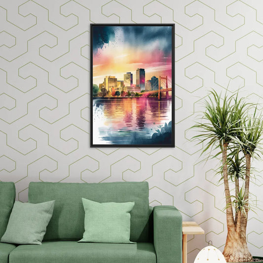 Milwaukee Cityscape Beauty - Living Room Black Frame Canvas