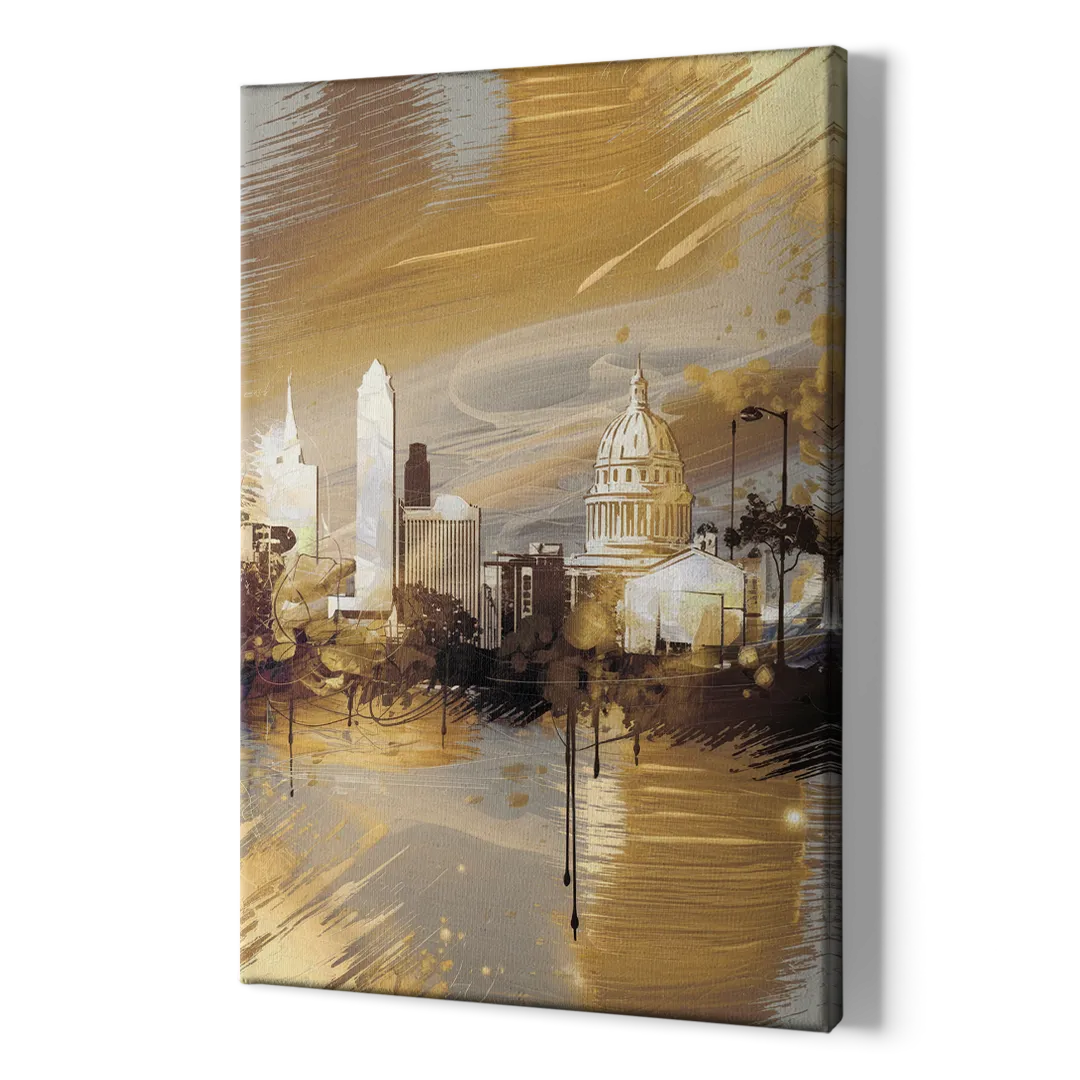 Lincoln Downtown Streetscape - Canvas Print Art Sides