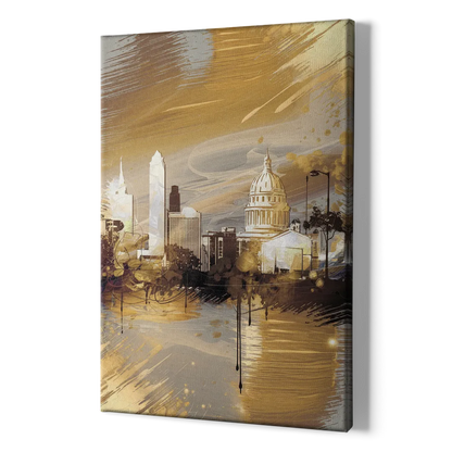 Lincoln Downtown Streetscape - Canvas Print Art Sides