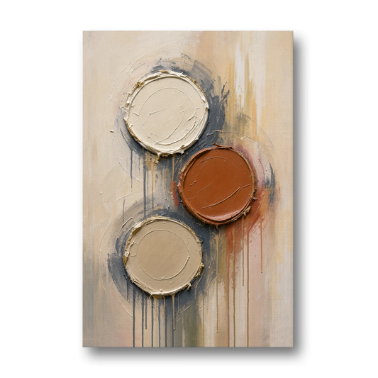 3D Textured Terracotta Disc Trio - Canvas Wall Art - Front