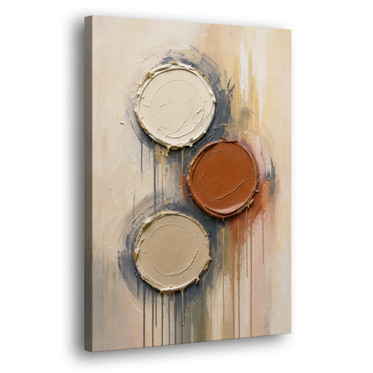 3D Textured Terracotta Disc Trio - Canvas Wall Art - Side